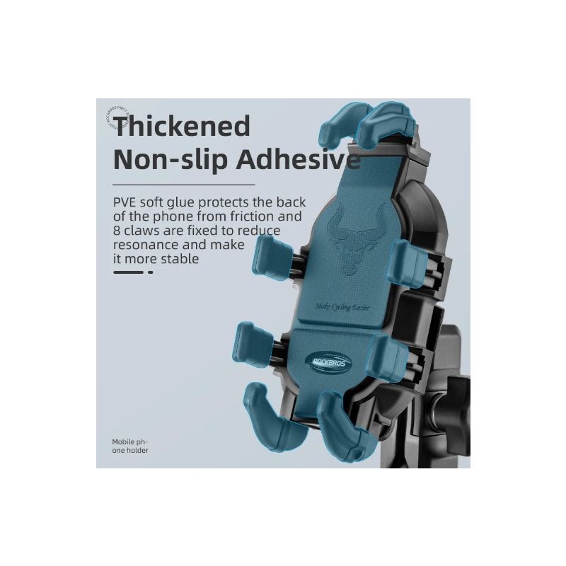 ROCKBROS Telefoonhouder Aluminium Draaibare en Verstelbare Motorfietstelefoonhouder met Siliconen Schokabsorptie