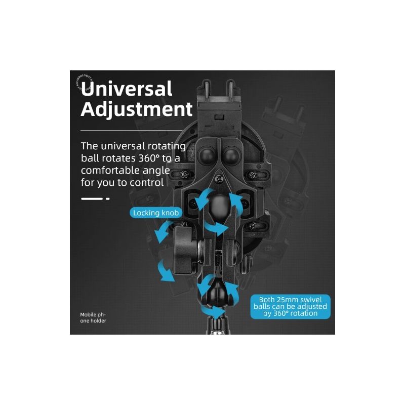 ROCKBROS Telefoonhouder Aluminium Draaibare en Verstelbare Motorfietstelefoonhouder met Siliconen Schokabsorptie