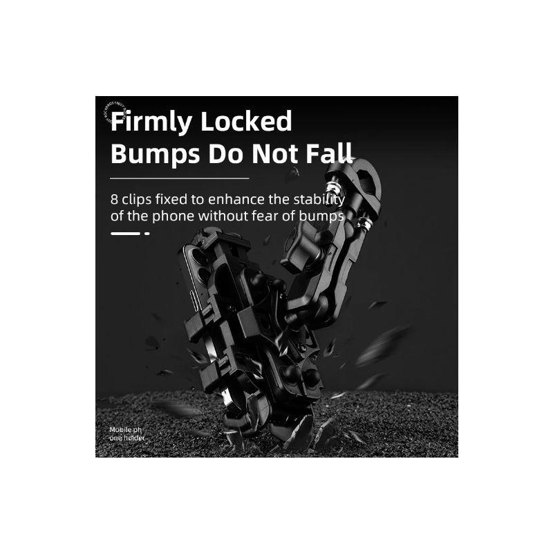 ROCKBROS Telefoonhouder Aluminium Draaibare en Verstelbare Motorfietstelefoonhouder met Siliconen Schokabsorptie