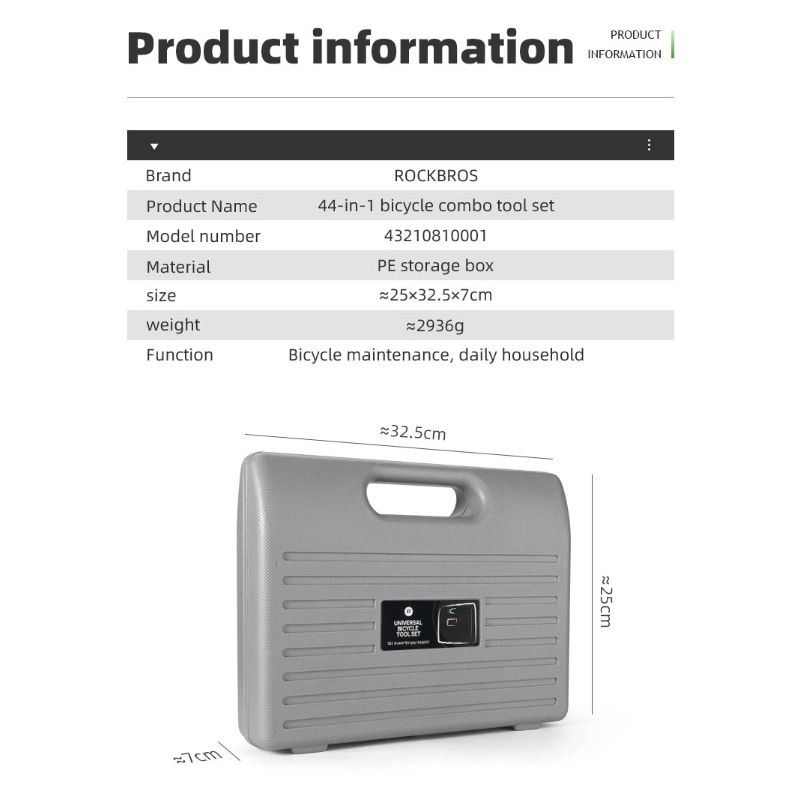 ROCKBROS Fietsgereedschapset Essentiële Koolstofstaal Tools Compacte Opslag Voor Serieuze Fietsers en Reparaties