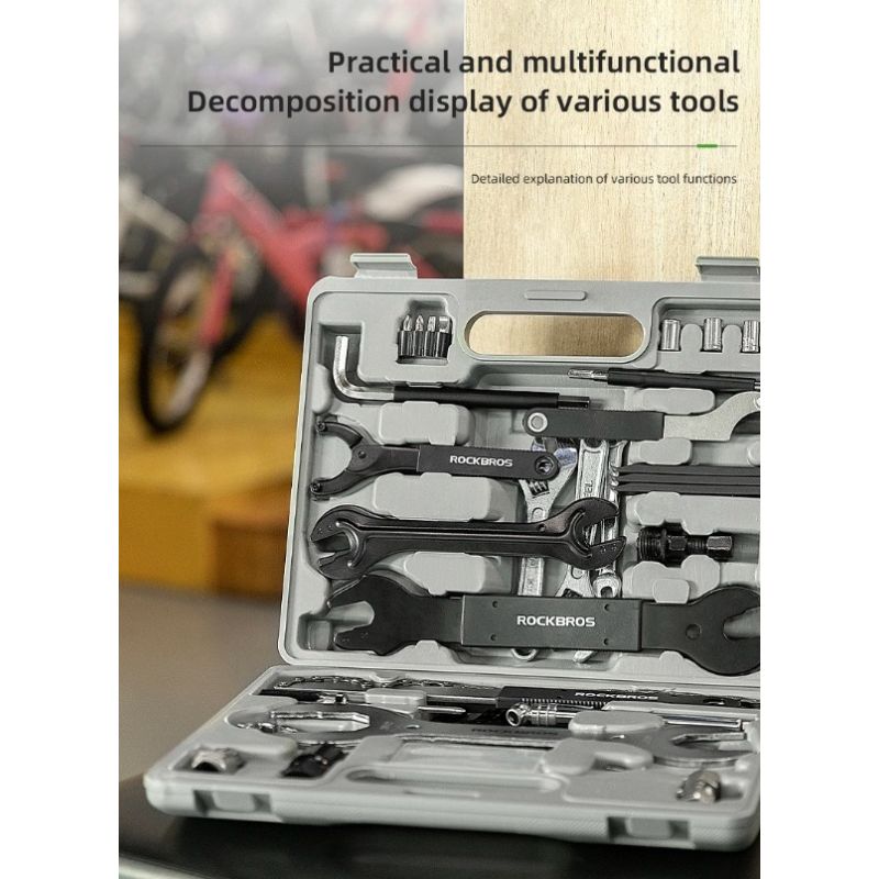 ROCKBROS Fietsgereedschapset Essentiële Koolstofstaal Tools Compacte Opslag Voor Serieuze Fietsers en Reparaties