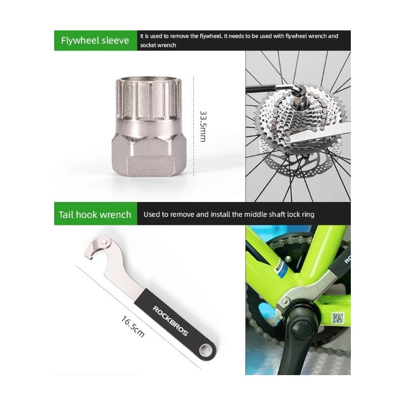 ROCKBROS Fietsgereedschapset Essentiële Koolstofstaal Tools Compacte Opslag Voor Serieuze Fietsers en Reparaties