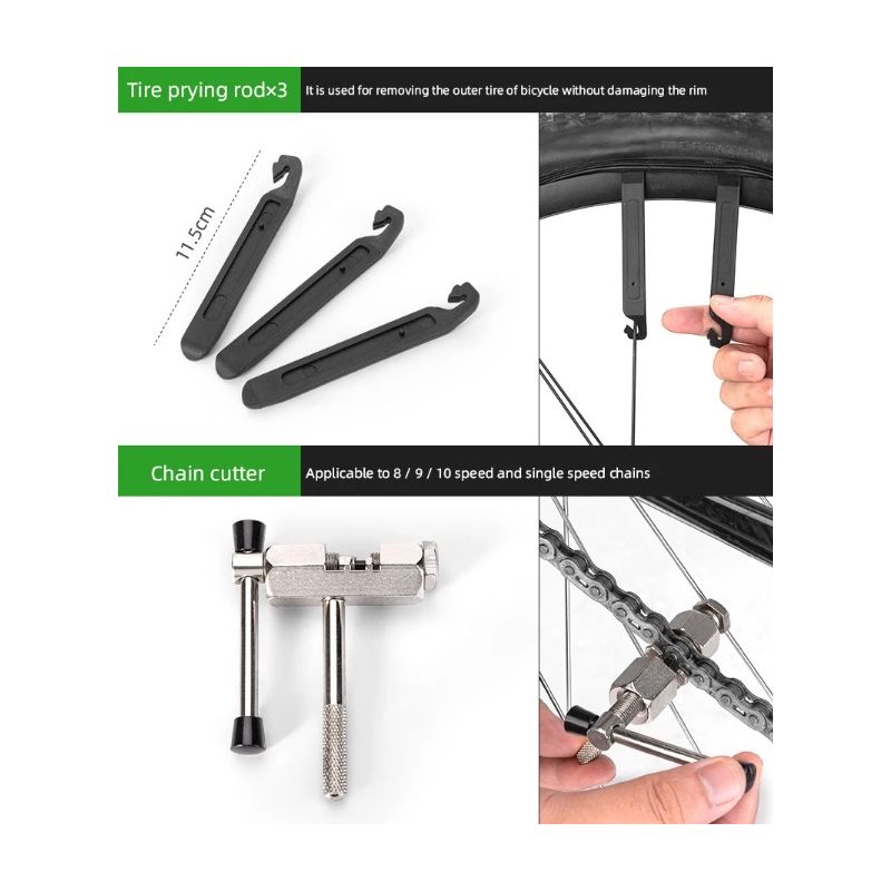 ROCKBROS Fietsgereedschapset Essentiële Koolstofstaal Tools Compacte Opslag Voor Serieuze Fietsers en Reparaties