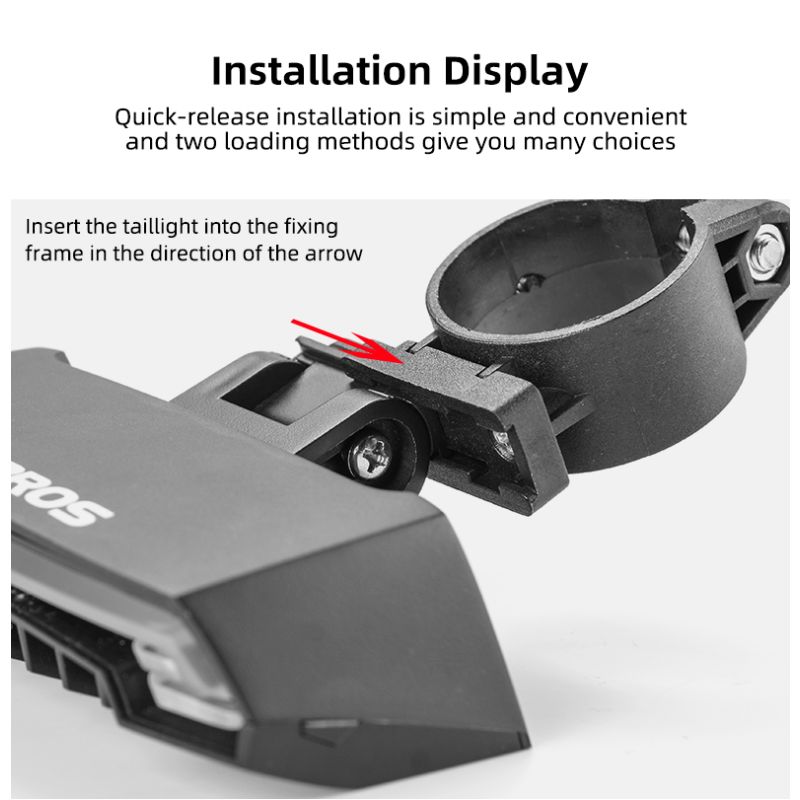 ROCKBROS LKWD-R1 Smart USB LED Fiets Achterlicht met Weglaser en Draadloze Afstandsbediening voor Veiligheid