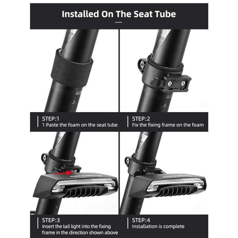 ROCKBROS LKWD-R1 Smart USB LED Fiets Achterlicht met Weglaser en Draadloze Afstandsbediening voor Veiligheid