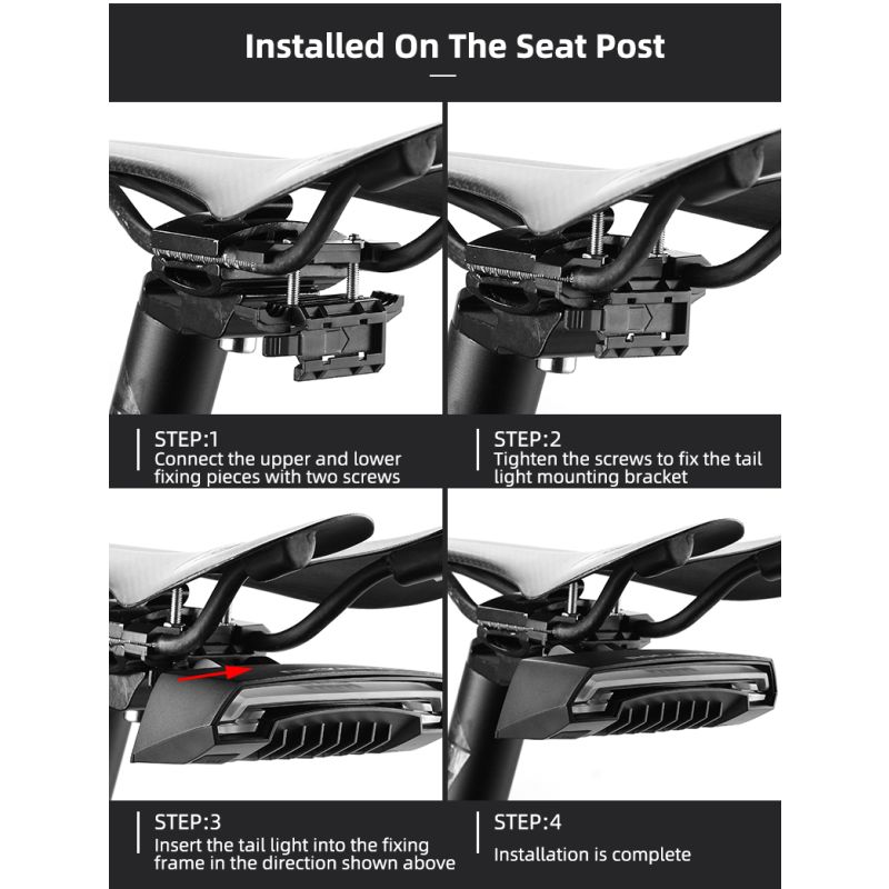 ROCKBROS LKWD-R1 Smart USB LED Fiets Achterlicht met Weglaser en Draadloze Afstandsbediening voor Veiligheid