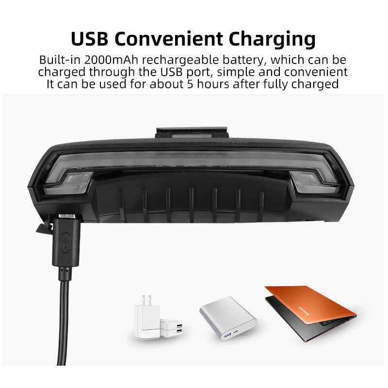 ROCKBROS LKWD-R1 Smart USB LED Fiets Achterlicht met Weglaser en Draadloze Afstandsbediening voor Veiligheid