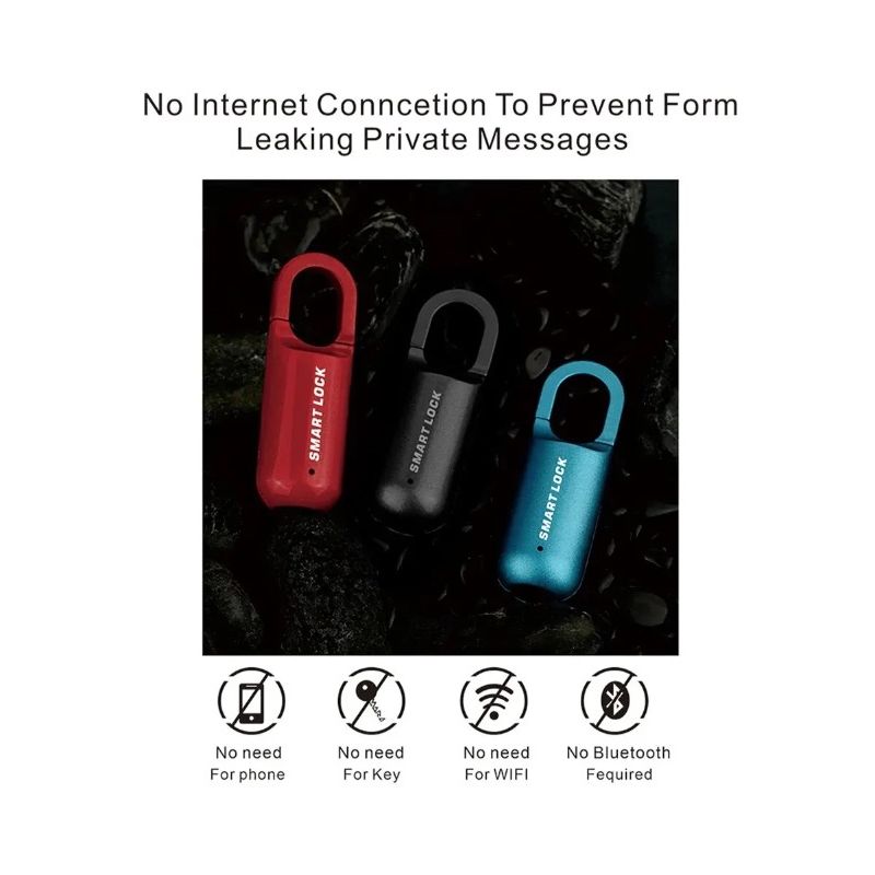 Mini-Vingerafdrukhangslot met USB Sleutelloze Toegang Elektronisch Lichtgewicht Ontwerp voor Reizen en Avontuur