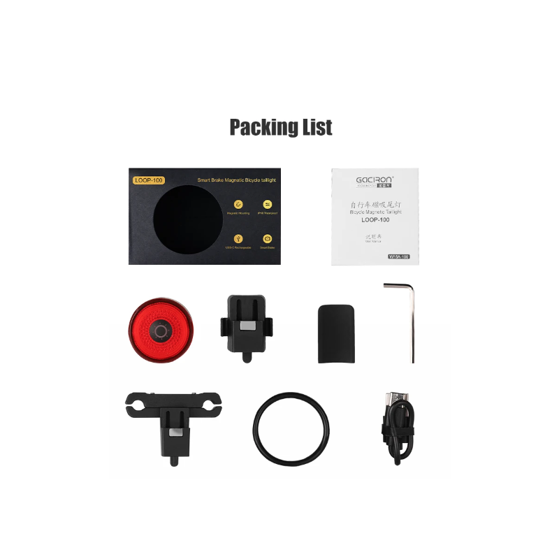 Gaciron LOOP-100 fietsachterlicht hoge helderheid met remsensor lichtgewicht en duurzaam fietsaccessoire