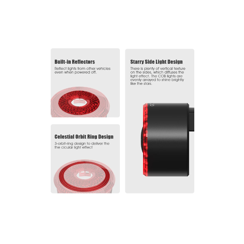 Gaciron LOOP-100 fietsachterlicht hoge helderheid met remsensor lichtgewicht en duurzaam fietsaccessoire