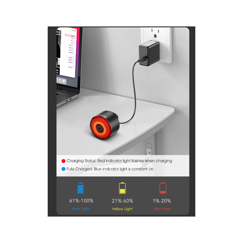 Gaciron LOOP-100 fietsachterlicht hoge helderheid met remsensor lichtgewicht en duurzaam fietsaccessoire