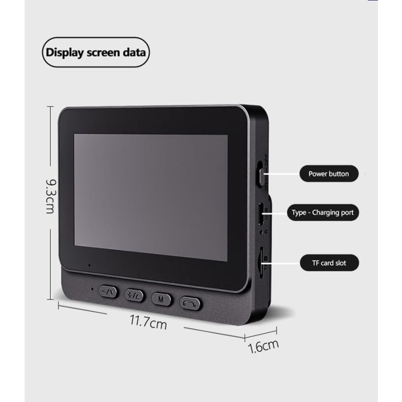 Draadloze Deurbel met Monitorscherm Geen Wifi Vereist Waterdichte Intercom 170° Kijkhoek Nachtzicht Tweerichtingsaudio