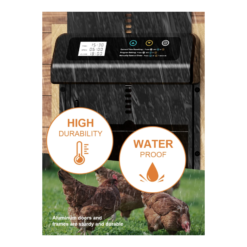 Automatische Kippenhok Deuropener met Ingebouwde Timer Elektrische Kippendeur Duurzame Constructie
