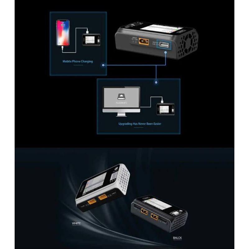 ToolkitRC M6D 500W 15A DC tweekanaals MINI slimme RC-oplader ontlader voor LiPo LiHV snelle batterijprestatie