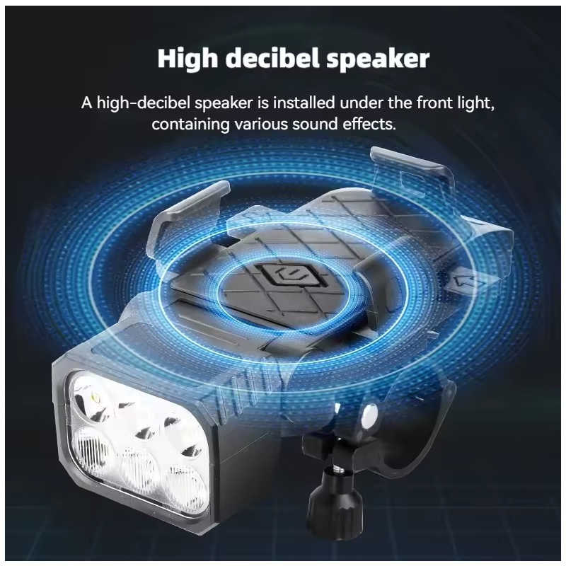 Multifunctioneel Fietslicht 3-in-1: Fietslamp met Claxon, Telefoonhouder, Type-C Opladen | Fietsveiligheid