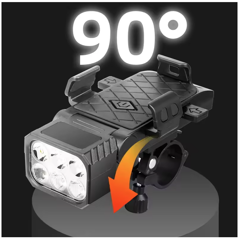 Multifunctioneel Fietslicht 3-in-1: Fietslamp met Claxon, Telefoonhouder, Type-C Opladen | Fietsveiligheid