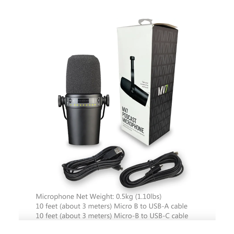 MV7 Professionele Dynamische Microfoon voor Podcasten Hoogwaardige Geluid en Veelzijdige Connectiviteit