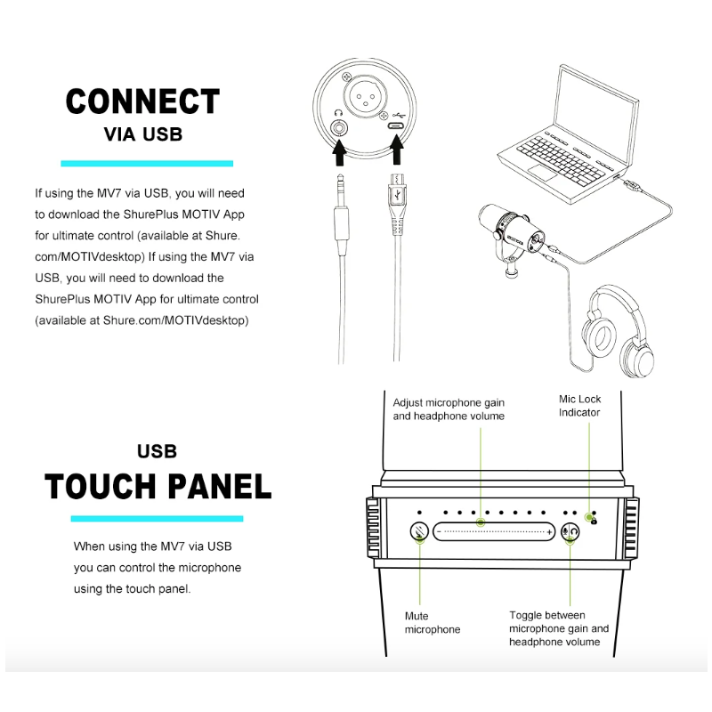 MV7 Professionele Dynamische Microfoon voor Podcasten Hoogwaardige Geluid en Veelzijdige Connectiviteit