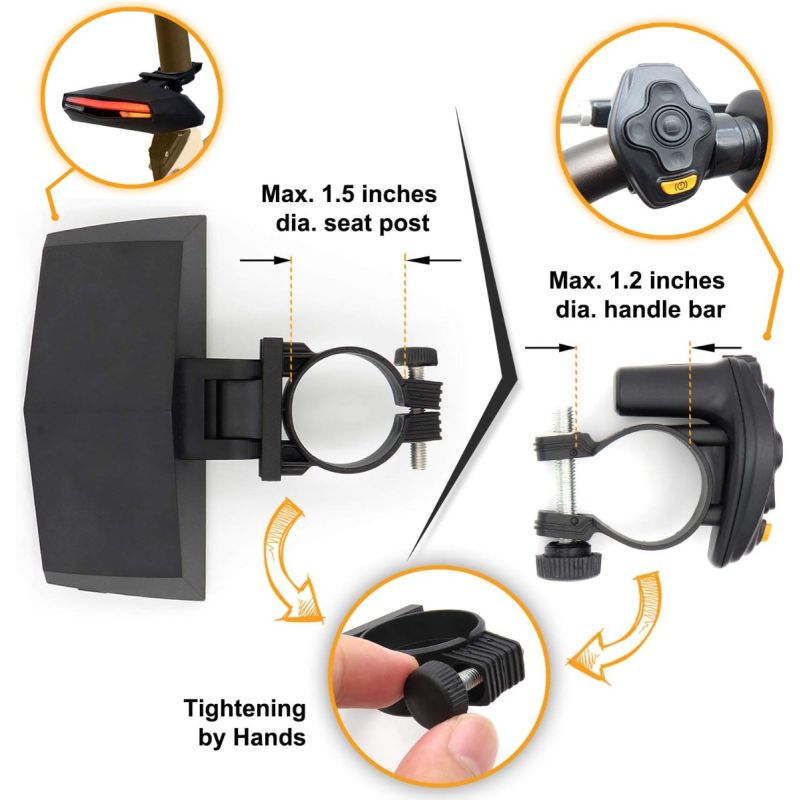 Verbeter je Fietsveiligheid: Ampulla C1 Oplaadbaar Fietsachterlicht met Richtingaanwijzers, Afstandsbediening & Grondbaanprojector