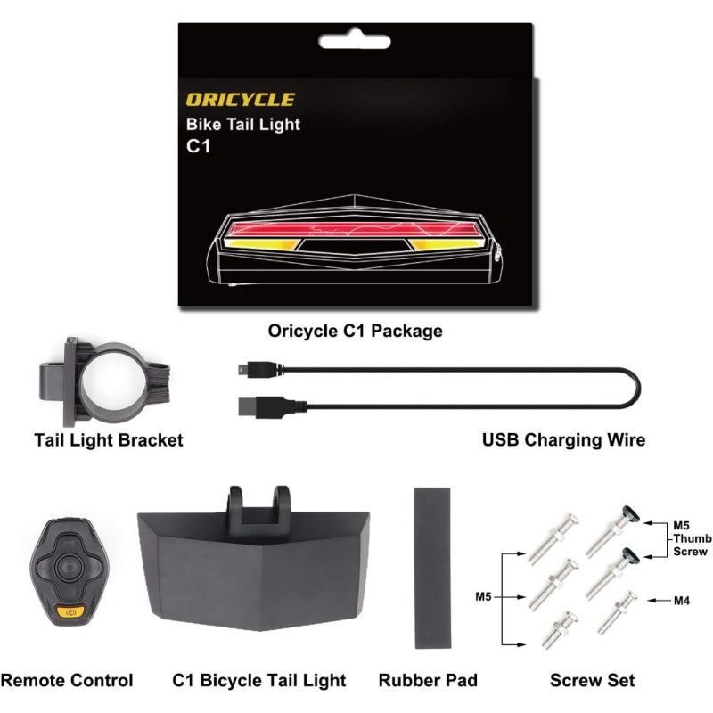 Verbeter je Fietsveiligheid: Ampulla C1 Oplaadbaar Fietsachterlicht met Richtingaanwijzers, Afstandsbediening & Grondbaanprojector