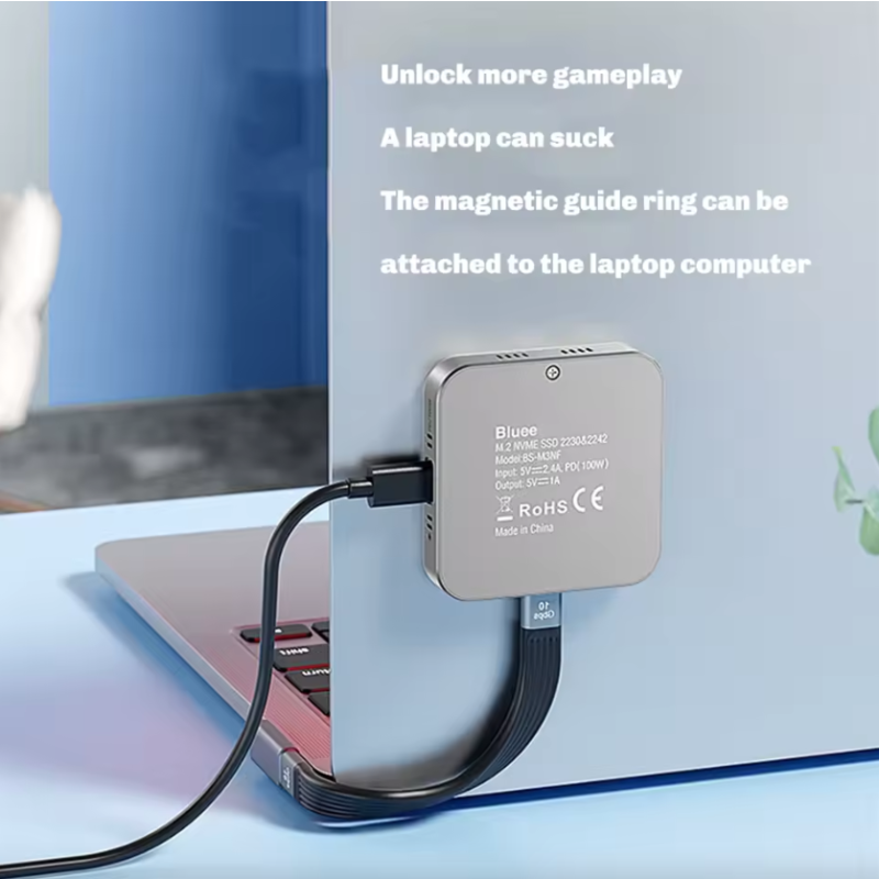 Blueendless M.2 NVMe SSD Docking Station - Magnetisch, Draagbaar, 10Gbps, 100W PD, 4K60Hz HDMI & Kaartlezer
