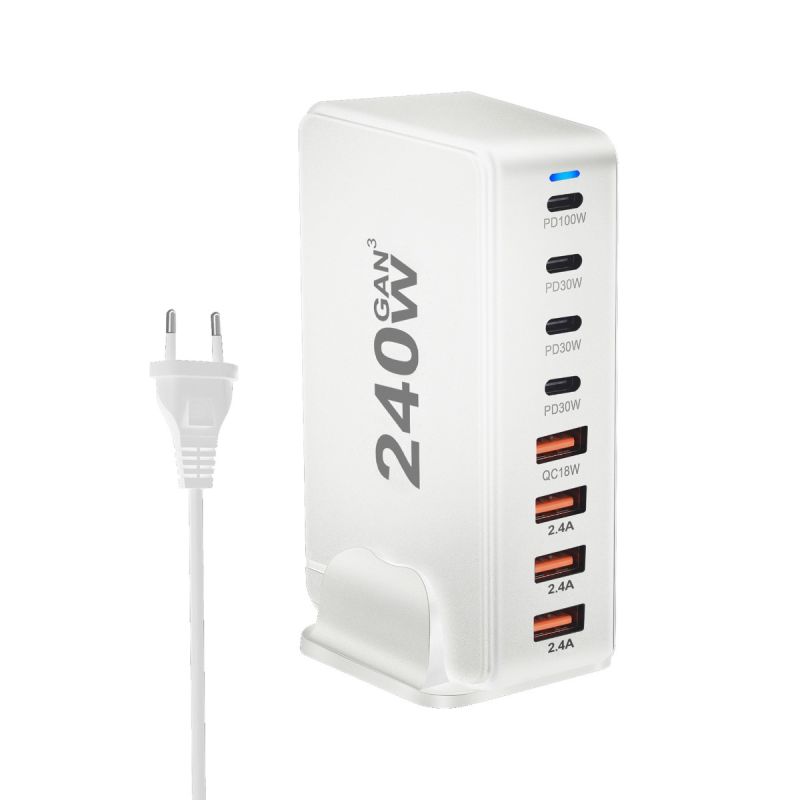 240W GaN Desktop Oplader 8-poorts USB Type C PD Snel Opladen met Slimme Technologie voor Multi-apparaat