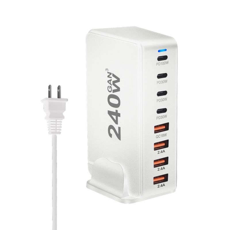 240W GaN Desktop Oplader 8-poorts USB Type C PD Snel Opladen met Slimme Technologie voor Multi-apparaat