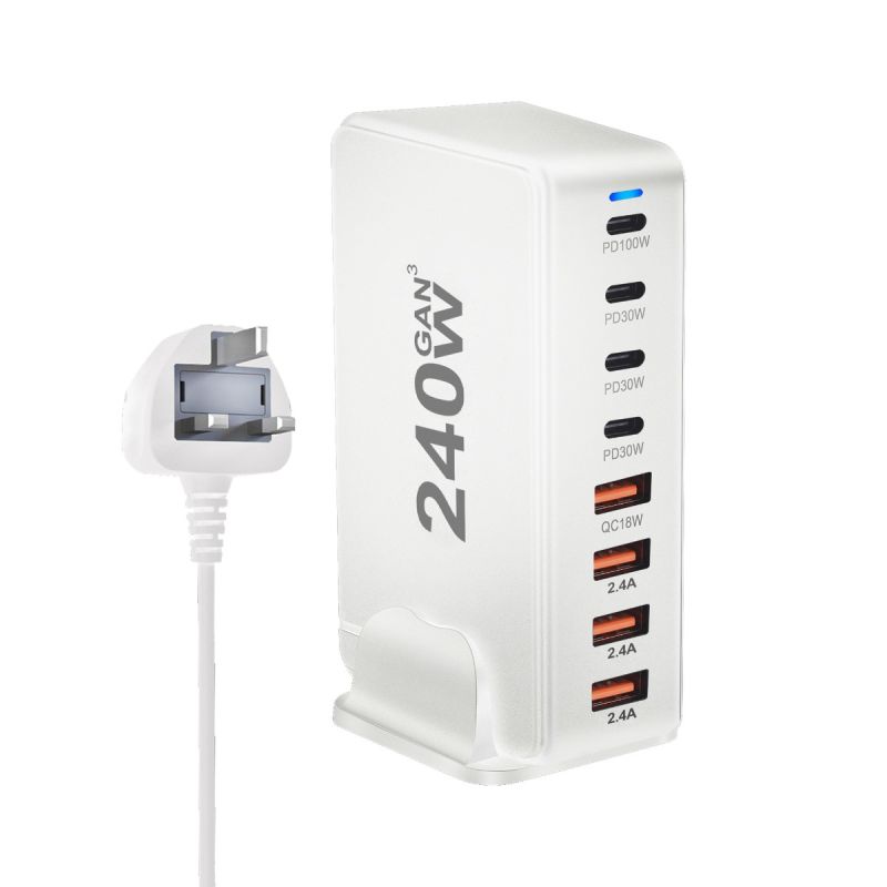 240W GaN Desktop Oplader 8-poorts USB Type C PD Snel Opladen met Slimme Technologie voor Multi-apparaat