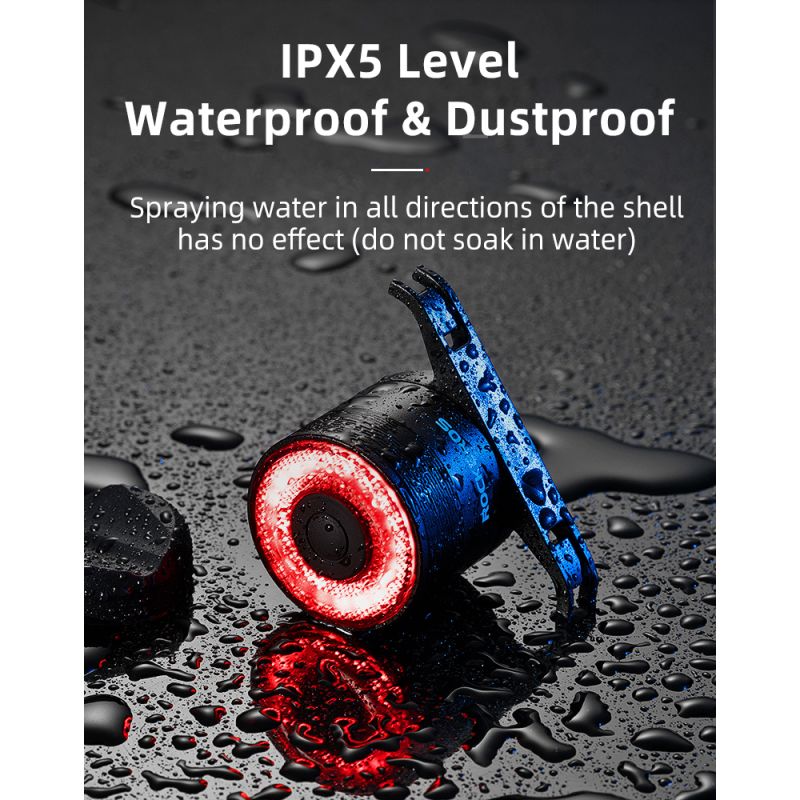 ROCKBROS Q3 fiets achterlicht met slimme remsensor IPX6 waterdicht perfecte fietsaccessoires voor MTB en veiligheid