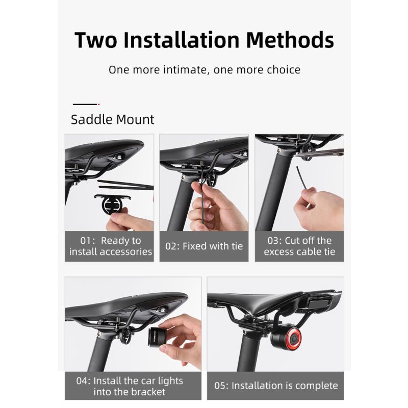 ROCKBROS Q3 fiets achterlicht met slimme remsensor IPX6 waterdicht perfecte fietsaccessoires voor MTB en veiligheid