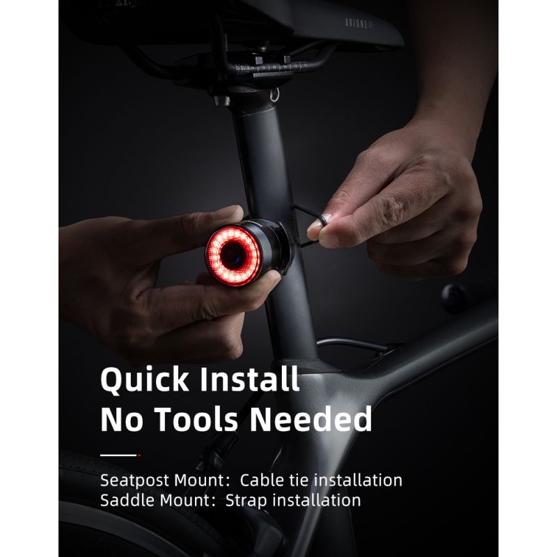 ROCKBROS Q3 fiets achterlicht met slimme remsensor IPX6 waterdicht perfecte fietsaccessoires voor MTB en veiligheid