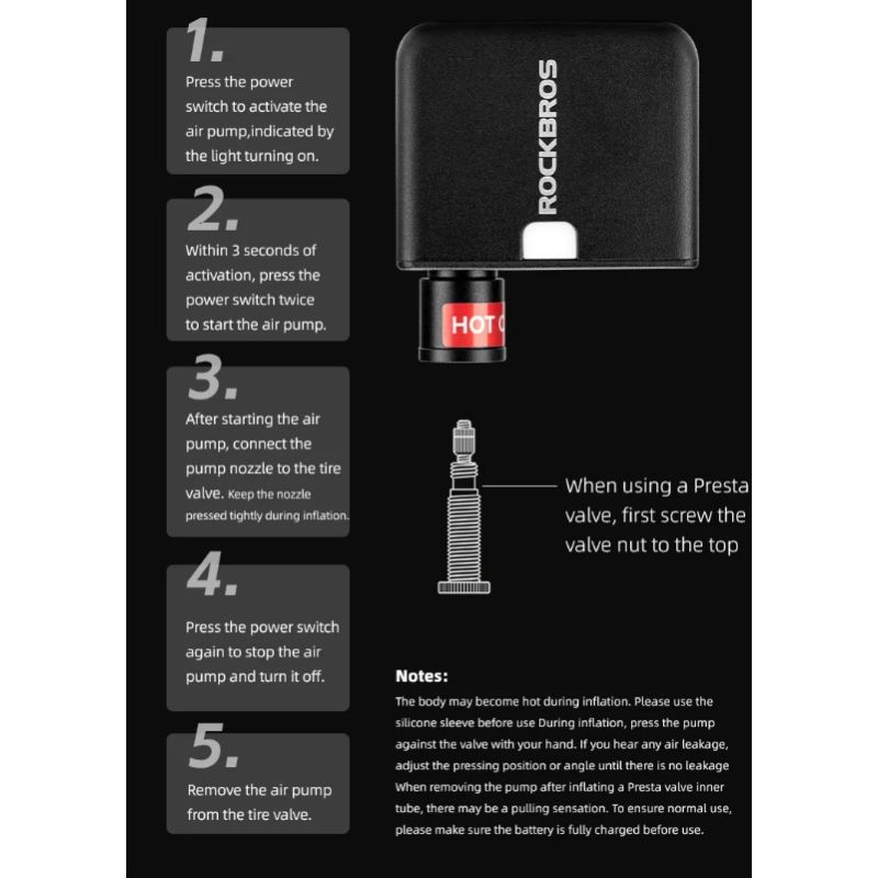 ROCKBROS fietspomp draagbare mini elektrische luchtpomp 100PSI oplaadbaar voor auto fiets motorfiets