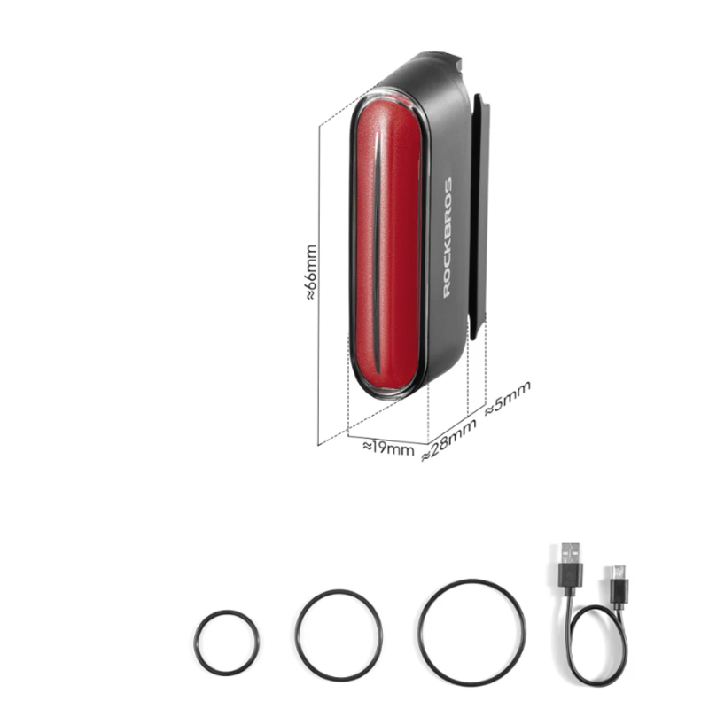 ROCKBROS Fietsachterlicht Magnetisch IPX6 Waterdicht | Smart Sensor voor Nachtveiligheid & Zichtbaarheid