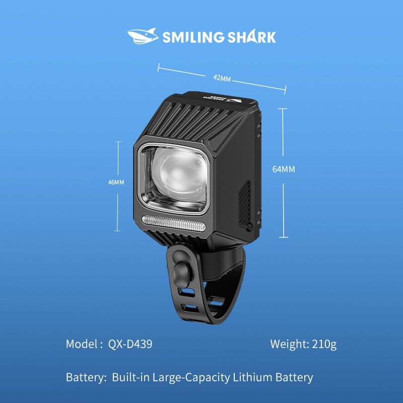 SMILING SHARK Hangende Fietskoplamp EVO1700 USB-C Oplaadbaar LED Fietsverlichting met Meerdere Verlichtingsstanden