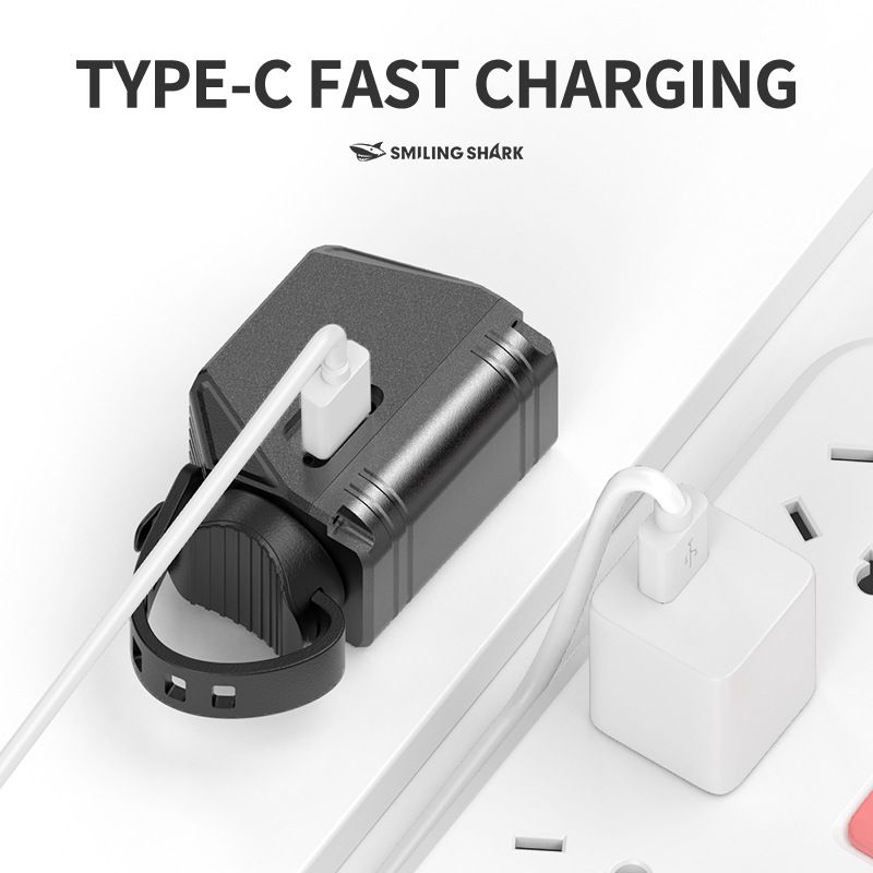 SMILING SHARK Hangende Fietskoplamp EVO1700 USB-C Oplaadbaar LED Fietsverlichting met Meerdere Verlichtingsstanden