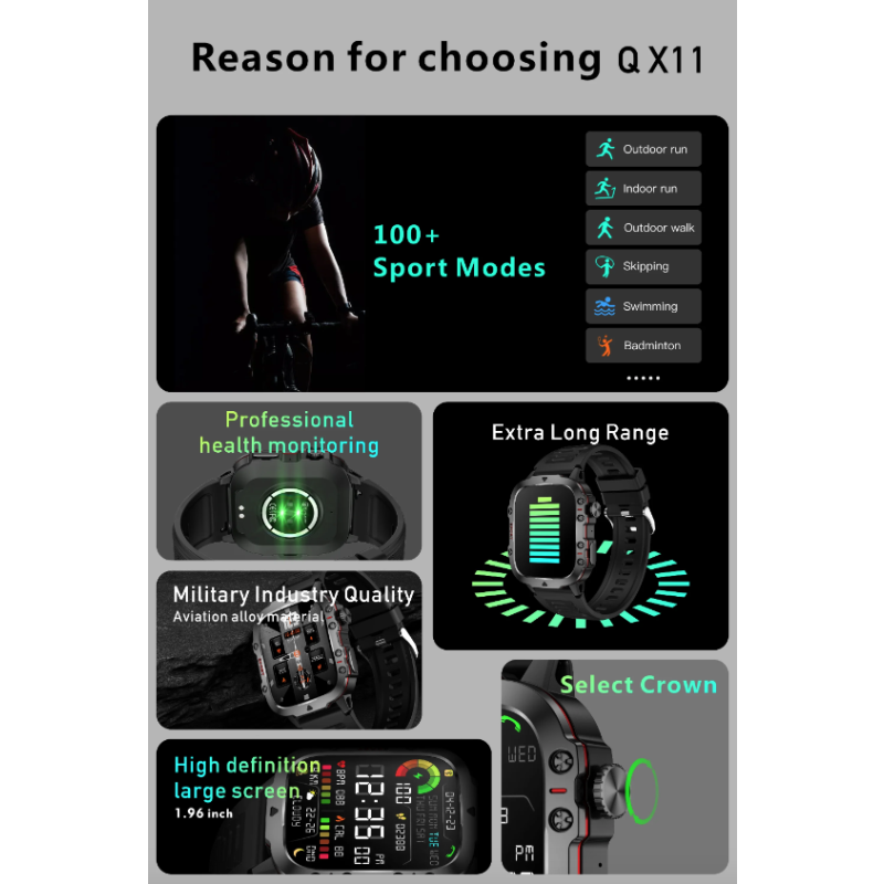 QX11 Smart Horloge Mannen | 1.96