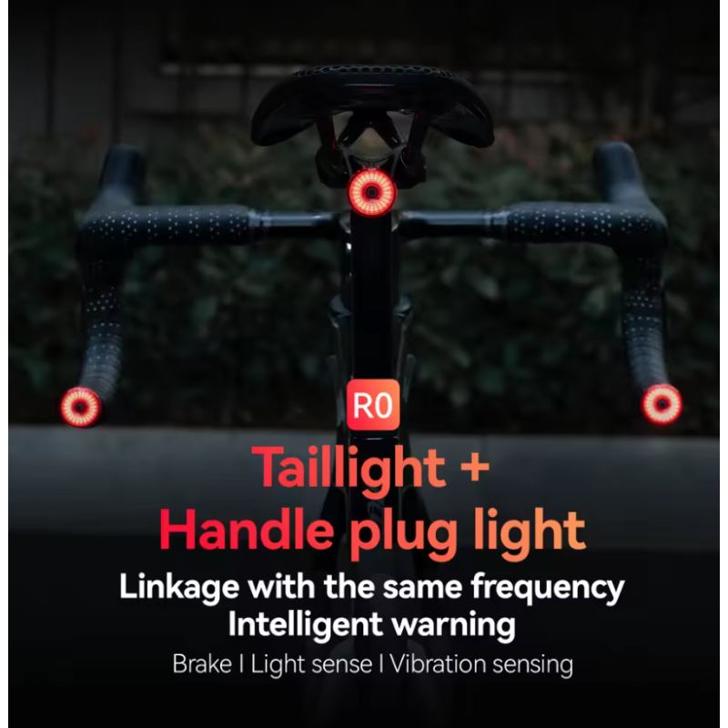 ROCKBROS R0 Stuurplug Fietslicht Type-C | Compact Achterlicht voor MTB & Racefiets Zichtbaarheid