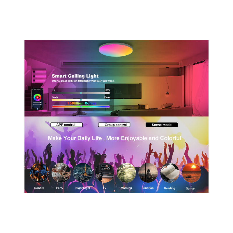 24W Tuya Zigbee Slimme Plafondlamp Energiezuinig RGBCW Led voor Woonkamer Alexa Stembediening Slim Huis