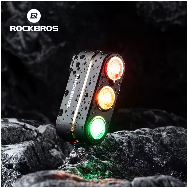 ROCKBROS Smart Fiets Achterlicht - Remdetectie, IP64 Waterdicht & Type-C Opladen voor Veilig Nachtfietsen