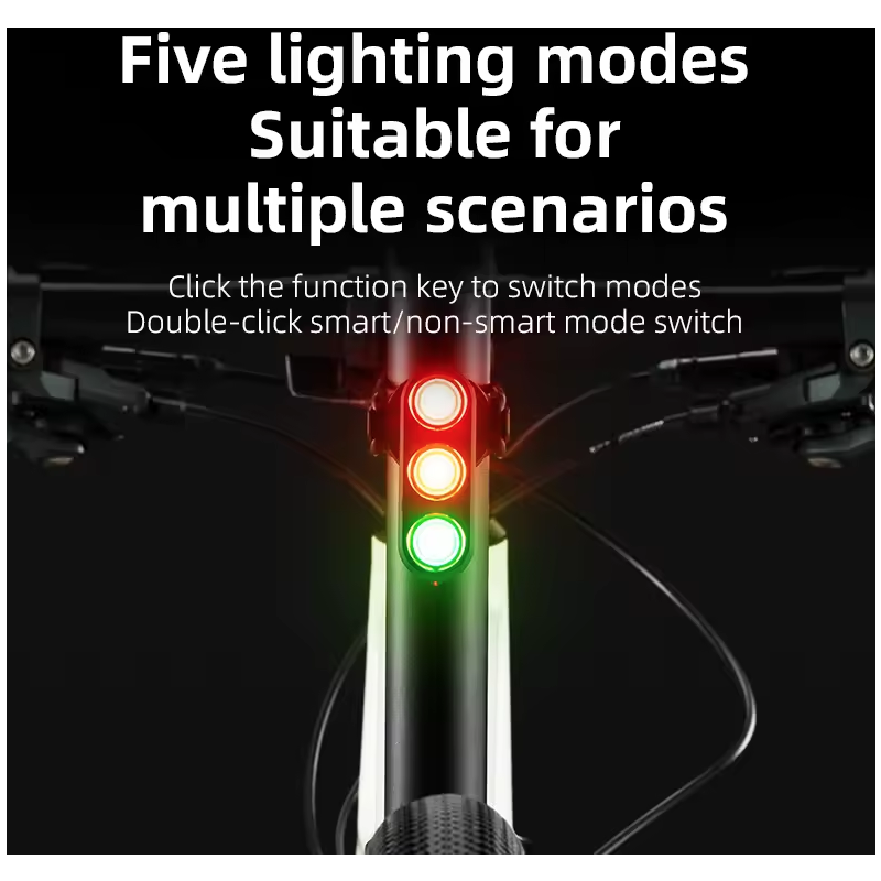 ROCKBROS Smart Fiets Achterlicht - Remdetectie, IP64 Waterdicht & Type-C Opladen voor Veilig Nachtfietsen