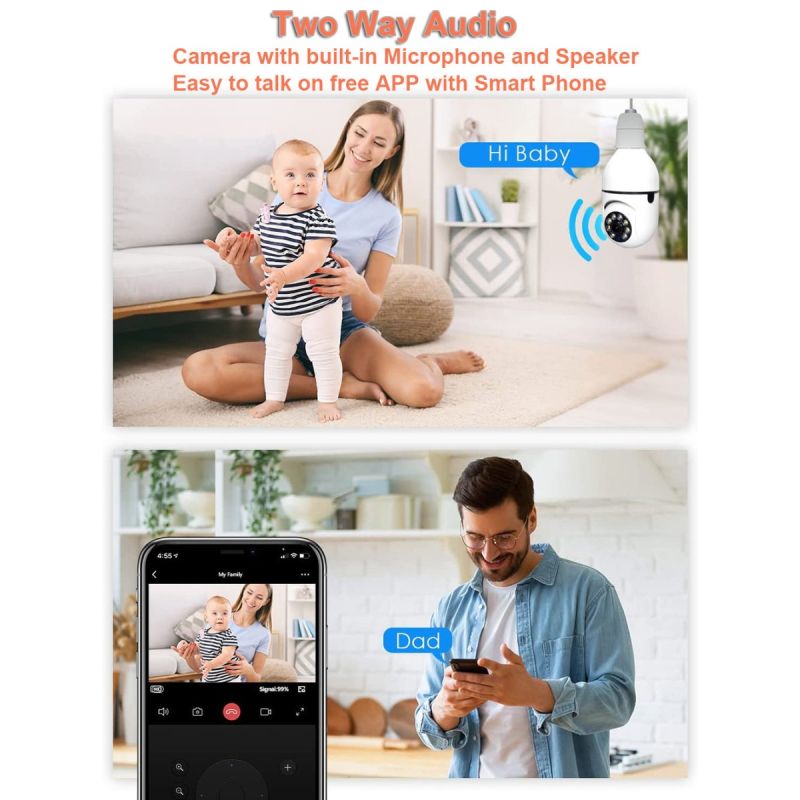 5G Wifi E27 Lamp Bewakingscamera Full Color Nachtzicht Menselijke Tracking 4X Digitale Zoom Thuisbeveiliging