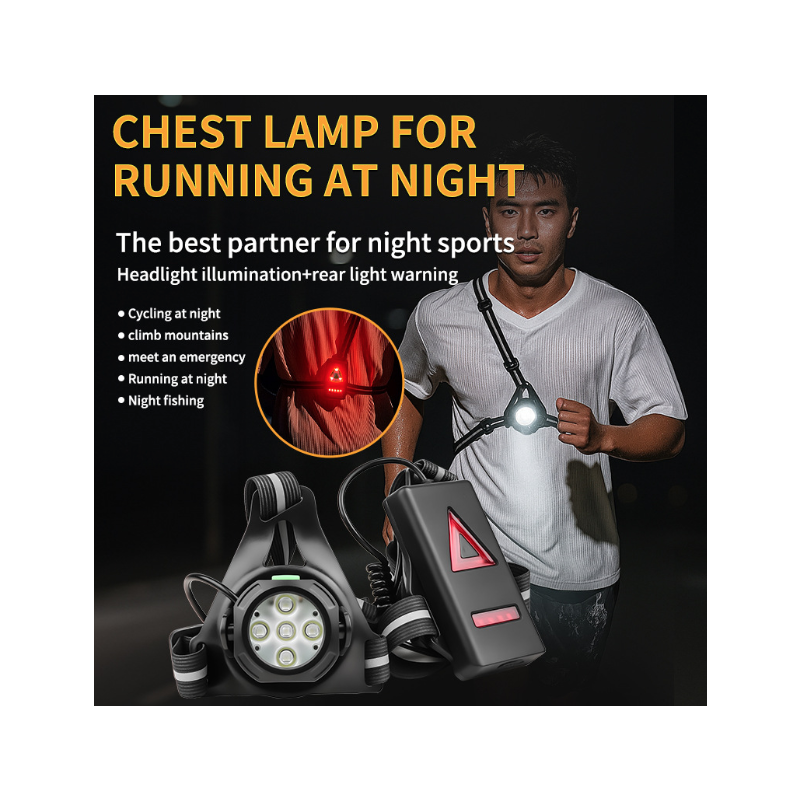 Hardloopverlichting Borstlamp – LED Nachtlopen & Waarschuwingslicht Achter – Helder & Waterdicht