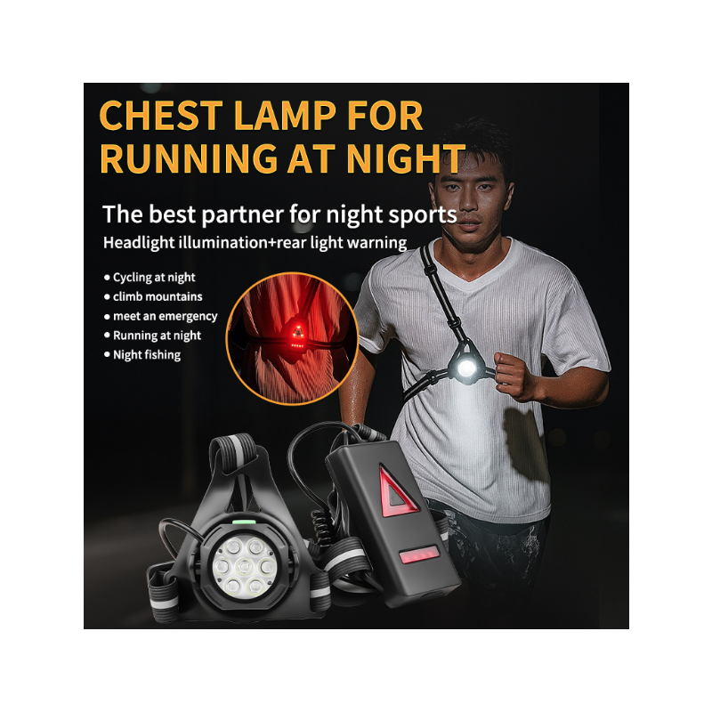 Hardloopverlichting Borstlamp – LED Nachtlopen & Waarschuwingslicht Achter – Helder & Waterdicht