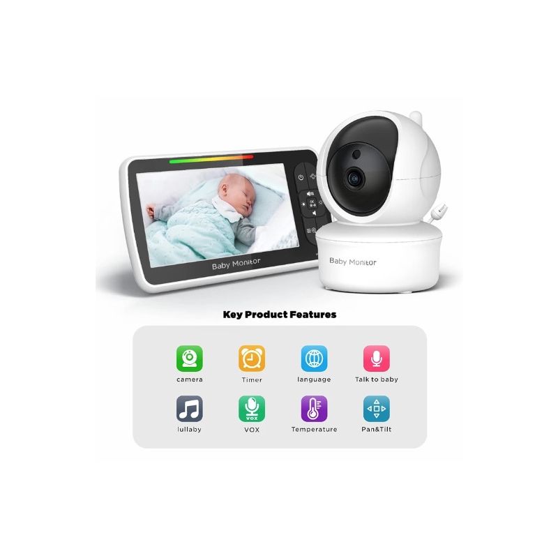 5 inch babyfoon met camera SM650 draagbare videomonitor met HD 720P en lange levensduur batterij babyveiligheid