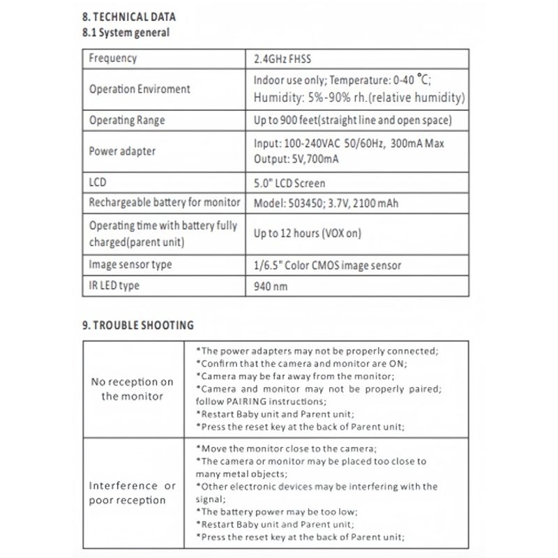 5 inch babyfoon met camera SM650 draagbare videomonitor met HD 720P en lange levensduur batterij babyveiligheid