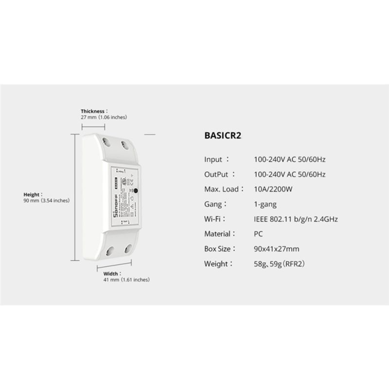 SONOFF Basic R2 Wifi Schakelaar Module Slim Thuis Timer Alexa Google Assistant eWeLink App Verlichtingsregeling
