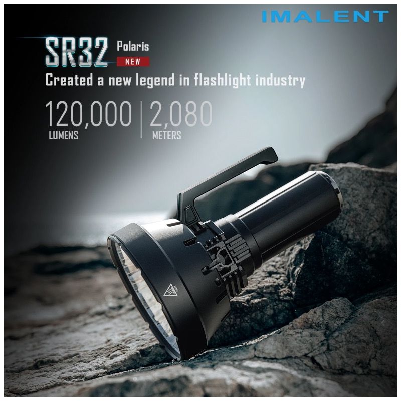 IMALENT SR32 krachtige LED zaklamp 120000 lumen voor buitenverlichting straalafstand 2080m lange looptijd