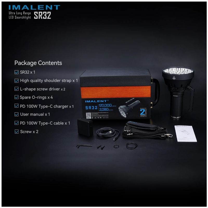 IMALENT SR32 krachtige LED zaklamp 120000 lumen voor buitenverlichting straalafstand 2080m lange looptijd