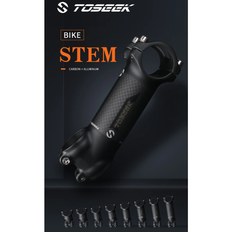 TOSEEK Fiets Stuurpen 28.6-31.8mm Aluminium Carbon Verstelbare Hoek MTB Lichtgewicht Duurzaam Fietsaccessoires