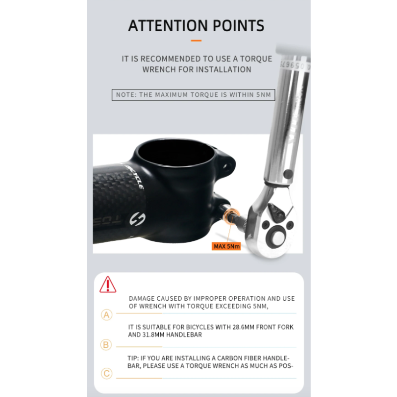 TOSEEK Fiets Stuurpen 28.6-31.8mm Aluminium Carbon Verstelbare Hoek MTB Lichtgewicht Duurzaam Fietsaccessoires